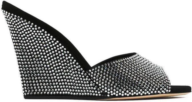 Paris Texas crystal-embellished 95mm wedge sandals Black