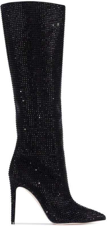 Paris Texas Holly 105mm crystal-embellished boots Black