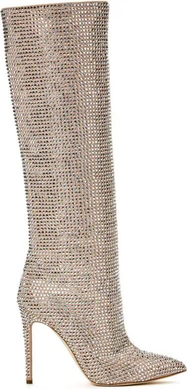 Paris Texas Holly 115mm crystal-embellished knee-high boots Neutrals