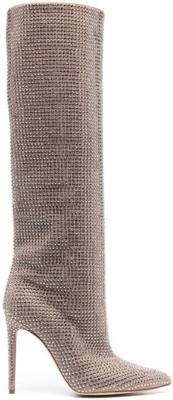 Paris Texas Holly crystal-embellished 105mm boots Neutrals