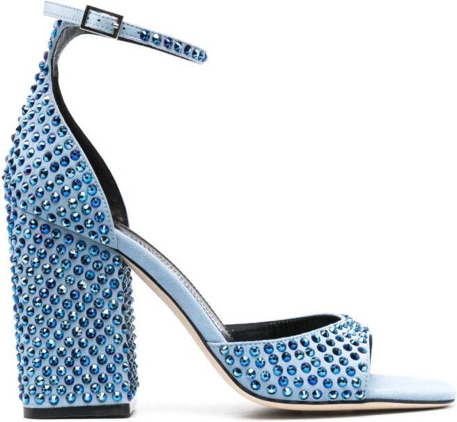 Paris Texas Holly Fiona 100mm rhinestone sandals Blue