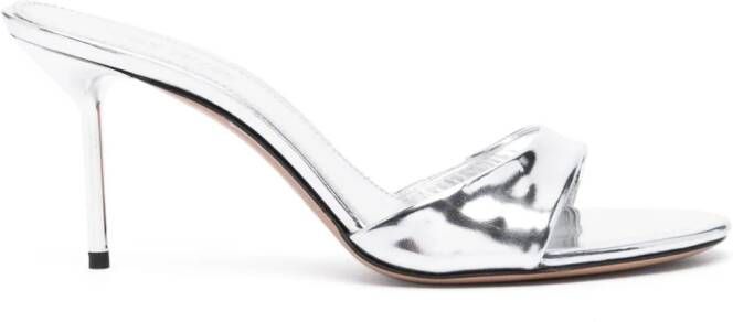 Paris Texas Lidia 70mm leather mules Silver