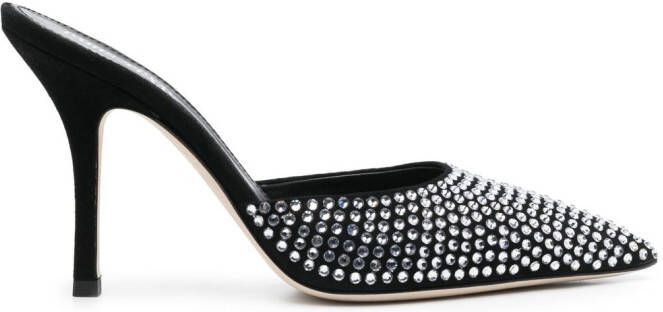 Paris Texas 100mm Hollywood embellished leather mules Black