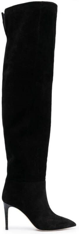Paris Texas Stiletto 100mm thigh-length suede boots Black