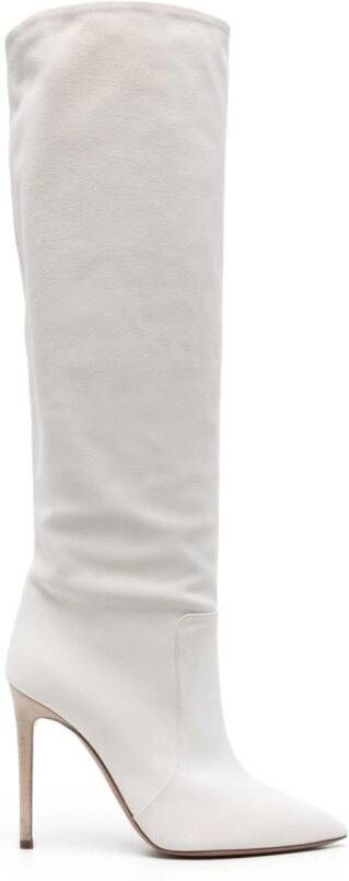 Paris Texas Stiletto 105mm suede boots White