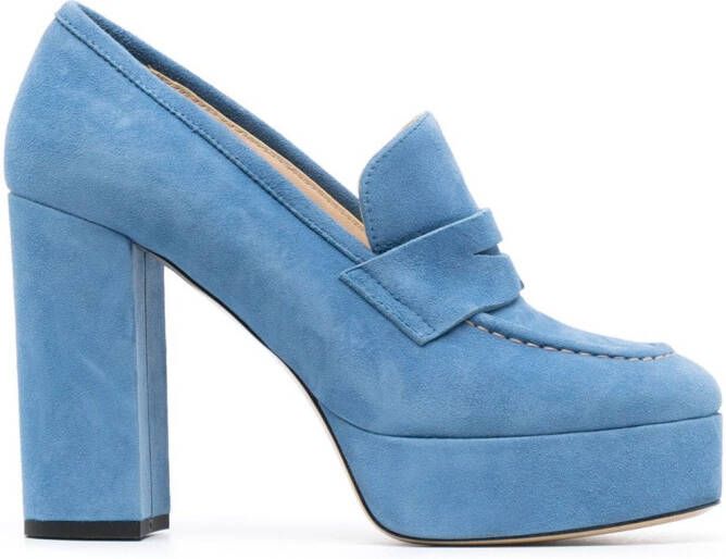 P.A.R.O.S.H. penny-slot 115mm suede platform pumps Blue
