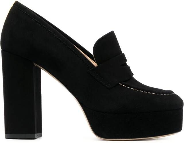P.A.R.O.S.H. penny-slot 115mm suede platform sandals Black
