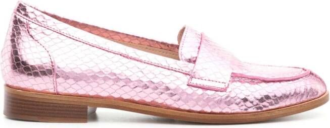 P.A.R.O.S.H. snakeskin-effect metallic loafers Pink