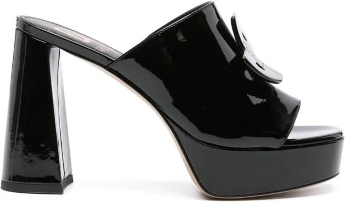 Patou x Bettina Vermillon Glossy Anitta 110mm mules Black