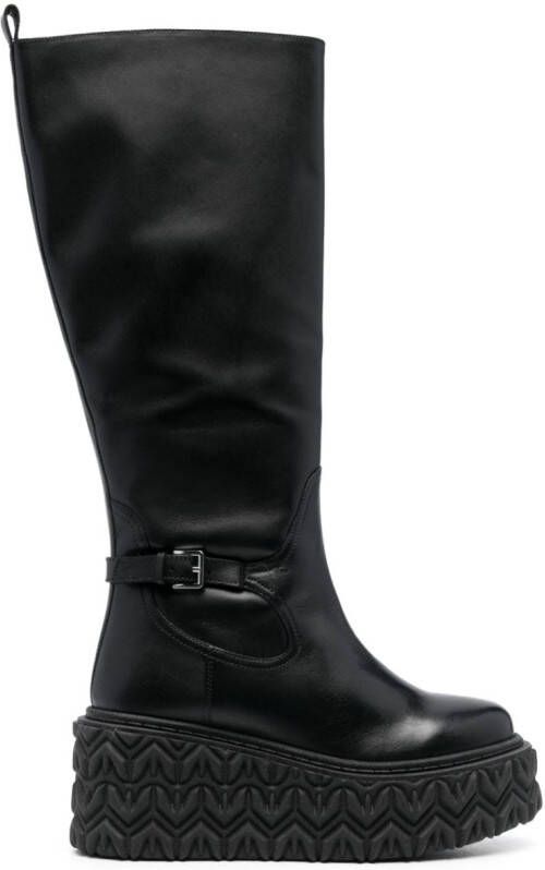 Patrizia Pepe 80mm logo-embossed sole boots Black