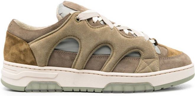 Paura panelled lace-up sneakers Green