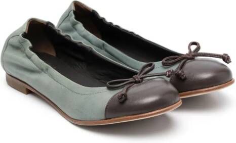 Pèpè bow-detail leather ballerinas Grey