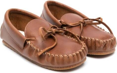 Pèpè bow-detail leather mocassins Brown