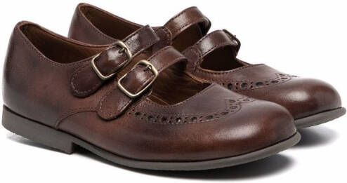 Pèpè buckle-fastening leather ballerina shoes Brown