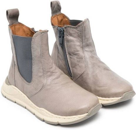 Pèpè elasticated panels leather boots Grey