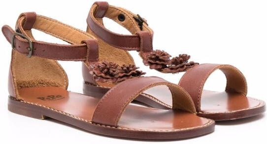 Pèpè floral-detail leather sandals Brown
