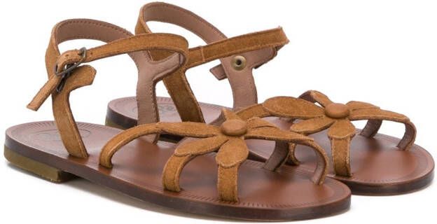 Pèpè floral strap open toe sandals Brown