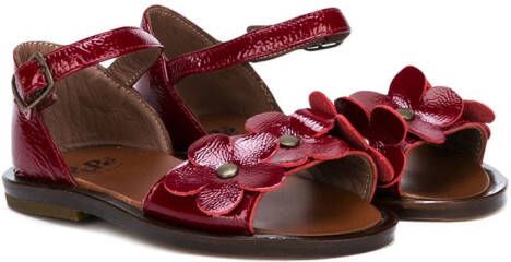 Pèpè flower appliqué open toe sandals Red