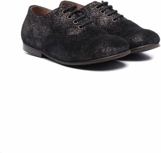 Pèpè glitter-detail lace-up ballerinas Black