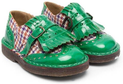 Pèpè herringbone-pattern Derby shoes Green