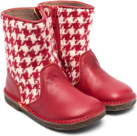Pèpè herringbone-pattern leather boots Red