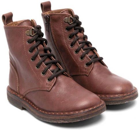 Pèpè lace-up leather ankle boots Brown