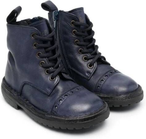 Pèpè lace-up leather boots Blue