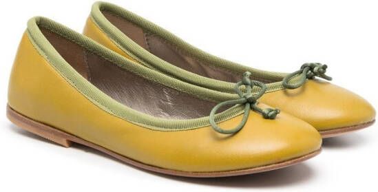 Pèpè leather bow-detail ballerina pumps Green