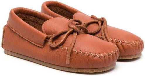 Pèpè leather bow-detail loafers Brown