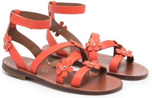 Pépé Kids Rouge floral appliqué sandals Orange