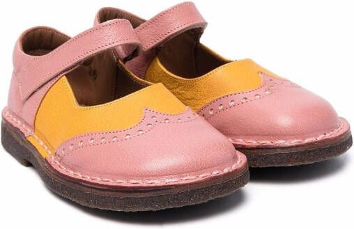 Pèpè perforated detail colour block ballerinas Pink