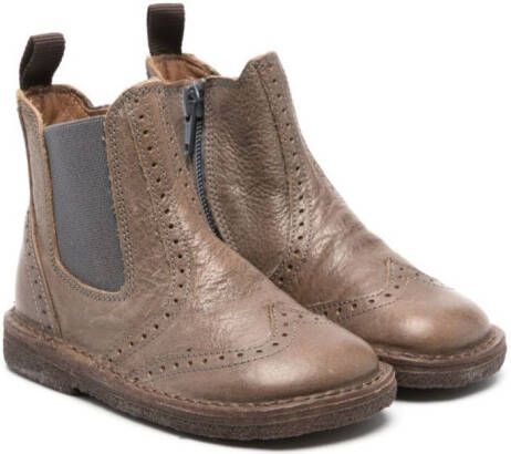 Pèpè perforated-detail leather ankle boots Brown