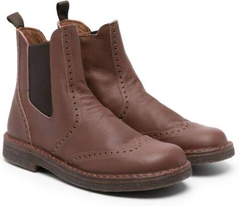 Pèpè perforated-detail leather ankle boots Brown