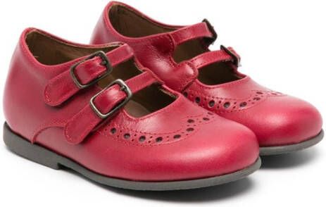 Pèpè perforated-detail leather ballerinas Red