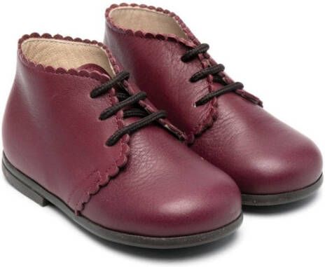 Pèpè scalloped edge lace-up boots Purple