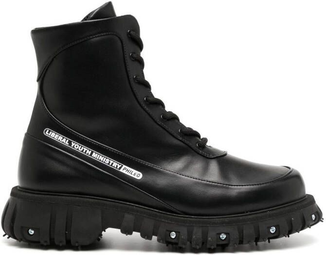 PHILEO screw-detail leather ankle boots Black