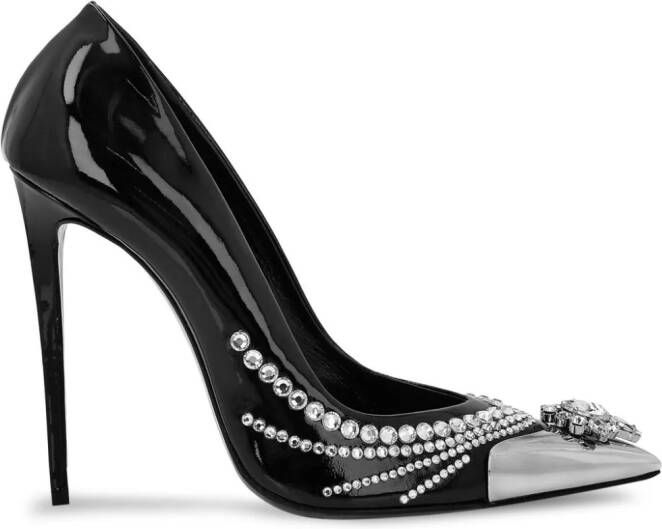 Philipp Plein 105mm crystal-embellished patent leather pumps Black