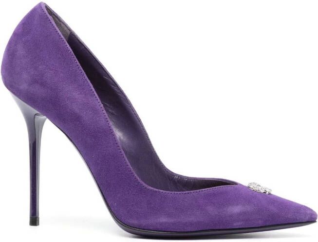 Philipp Plein 95mm Decollete suede heeled pumps Purple