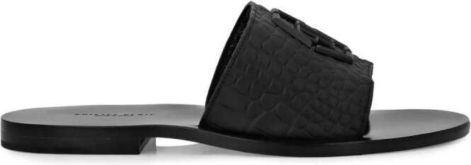 Philipp Plein crocodile-embossed leather sandals Black