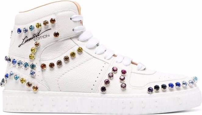Philipp Plein crystal-embellished high-top sneakers White