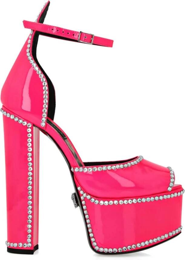 Philipp Plein crystal-embellished leather pumps Pink