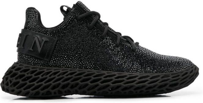 Philipp Plein crystal-embellished leather sneakers Black