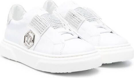 Philipp Plein Junior crystal-embellished low-top sneakers White