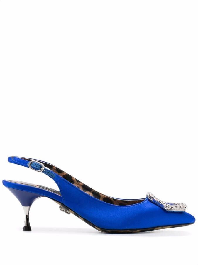 Philipp Plein Crystal Hexagon leather pumps Blue
