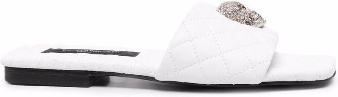 Philipp Plein crystal-skull flat sandals White