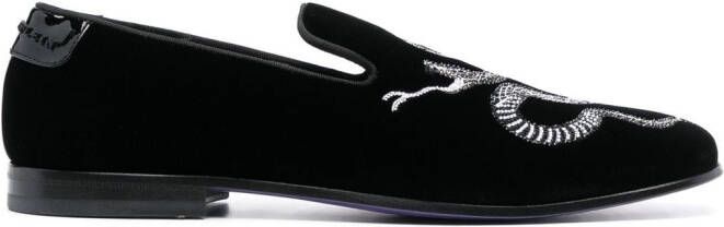 Philipp Plein crystal snake loafers Black