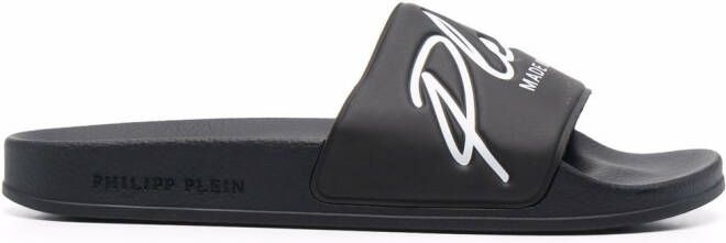 Philipp Plein embossed logo slides Black