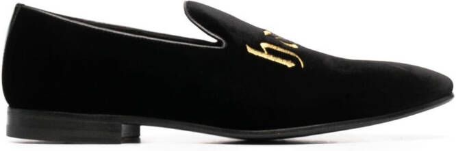 Philipp Plein embroidered velvet loafers Black