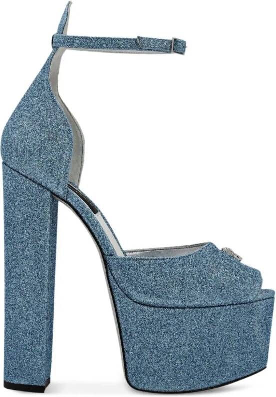 Philipp Plein Glitter 120mm platform pumps Blue