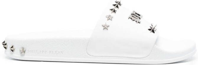 Philipp Plein Gothic Plein stud-studded slides White